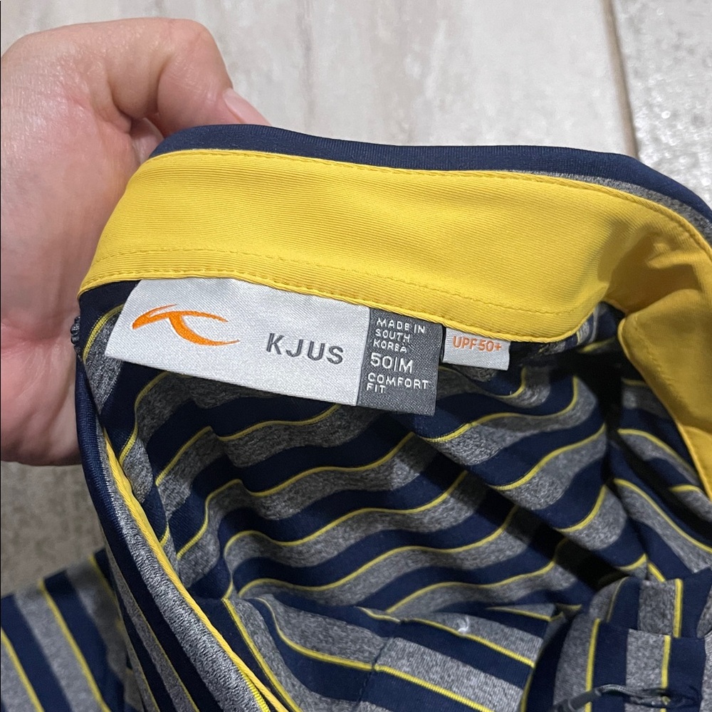 KJUS golf Polo Shirt in Navy and Yellow - Picture 5 of 6